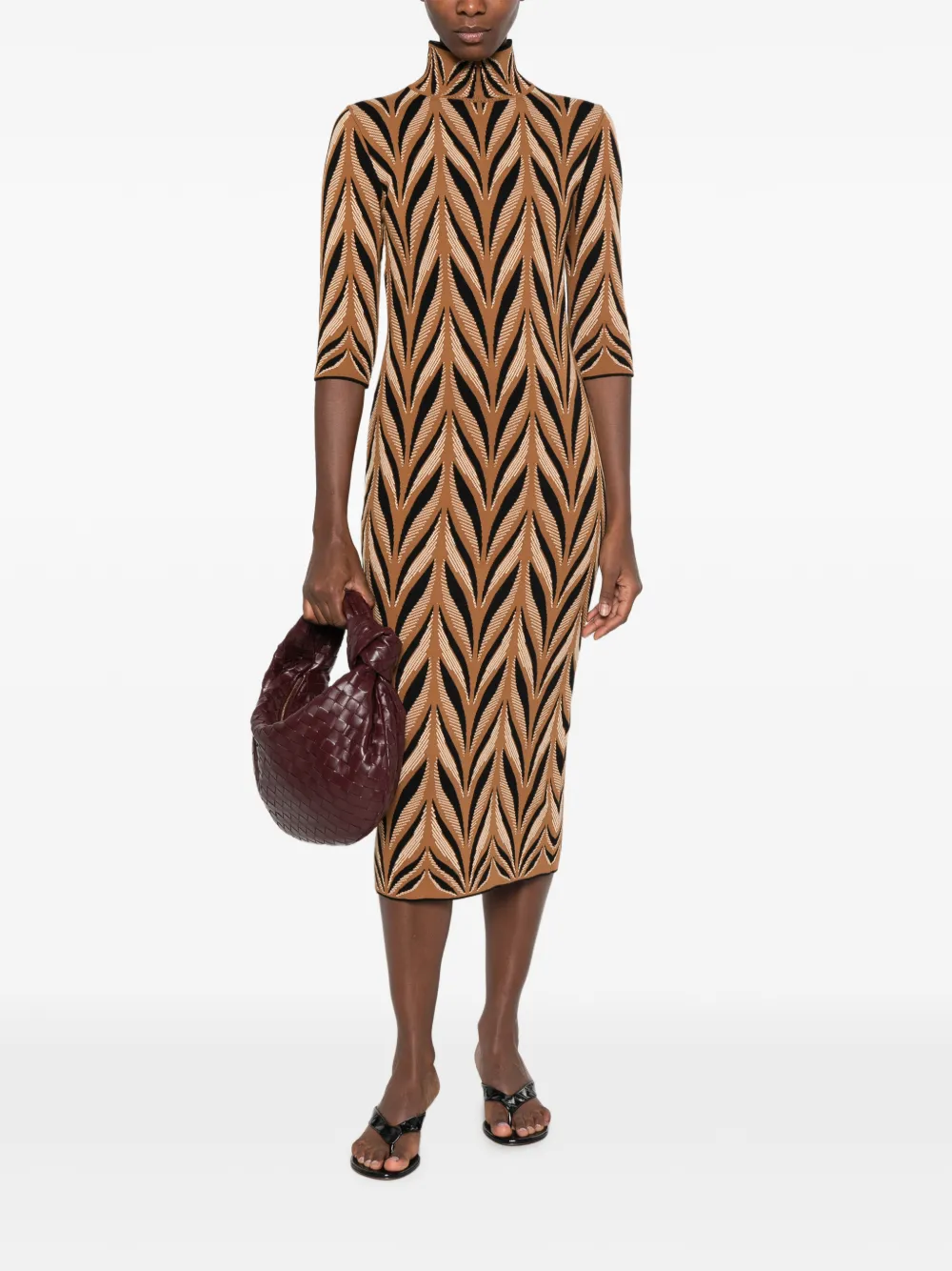 Circus Hotel Gebreide mini-jurk met jacquard Bruin