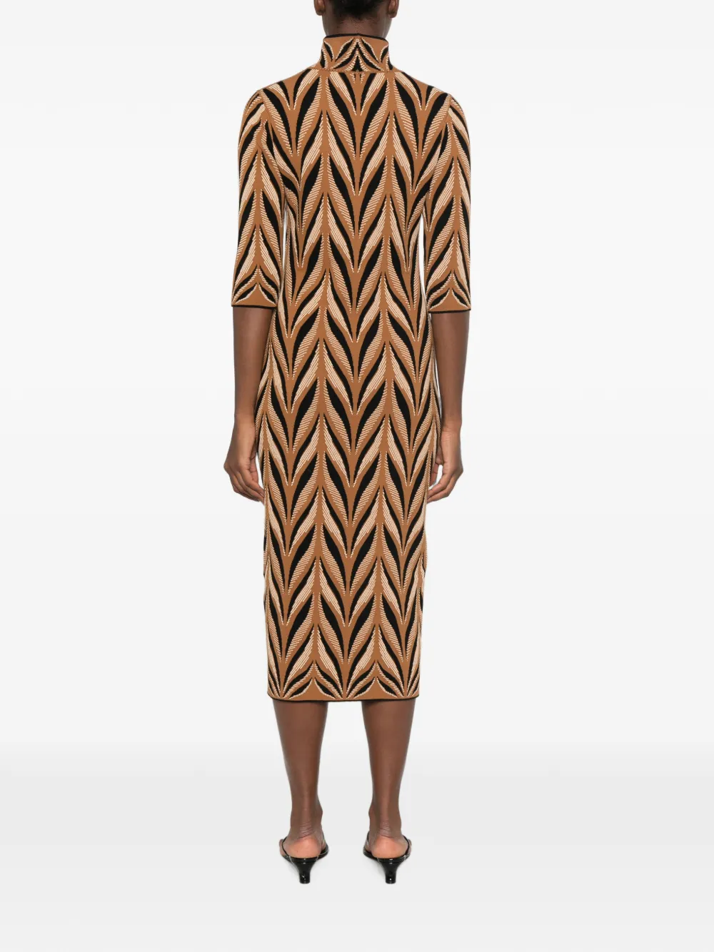 Circus Hotel Gebreide mini-jurk met jacquard Bruin