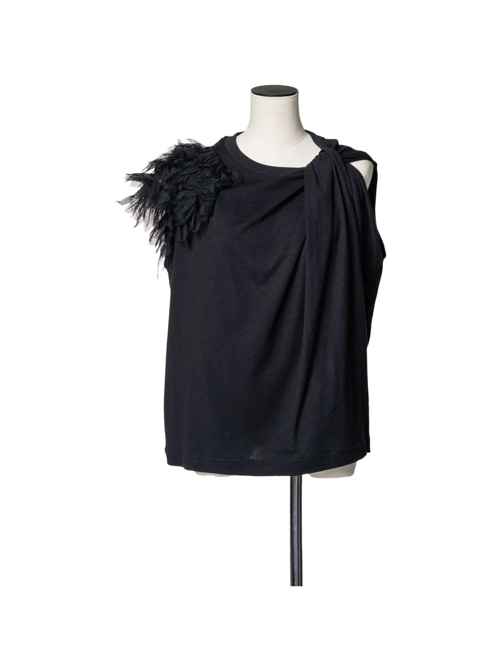 Muller Of Yoshiokubo Canopy Tulle Twist crew neck top - Nero