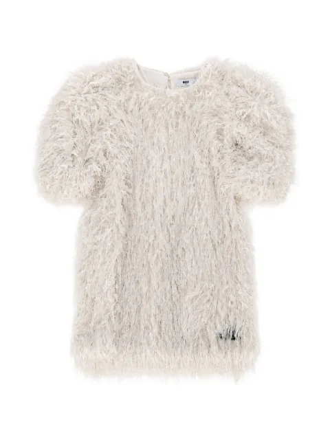 MSGM Kids faux-fur short-sleeve dress