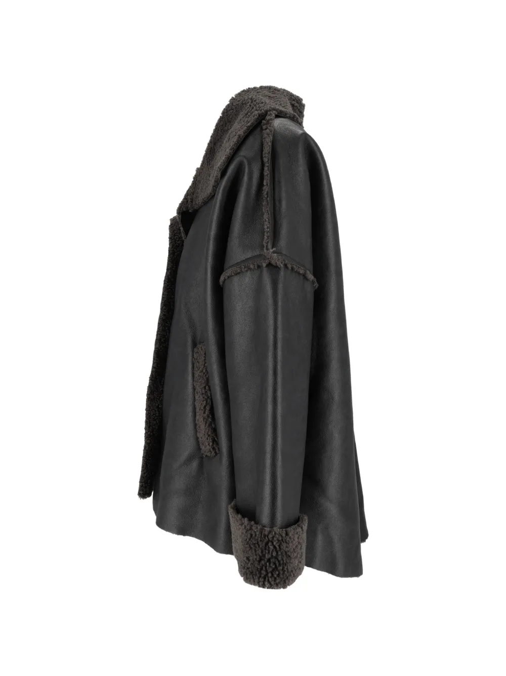 Eleh shearling-trim oversized jacket Zwart