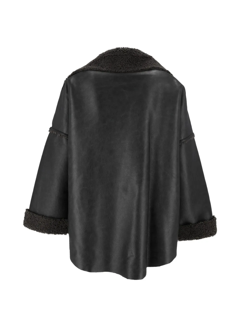 Eleh shearling-trim oversized jacket Zwart