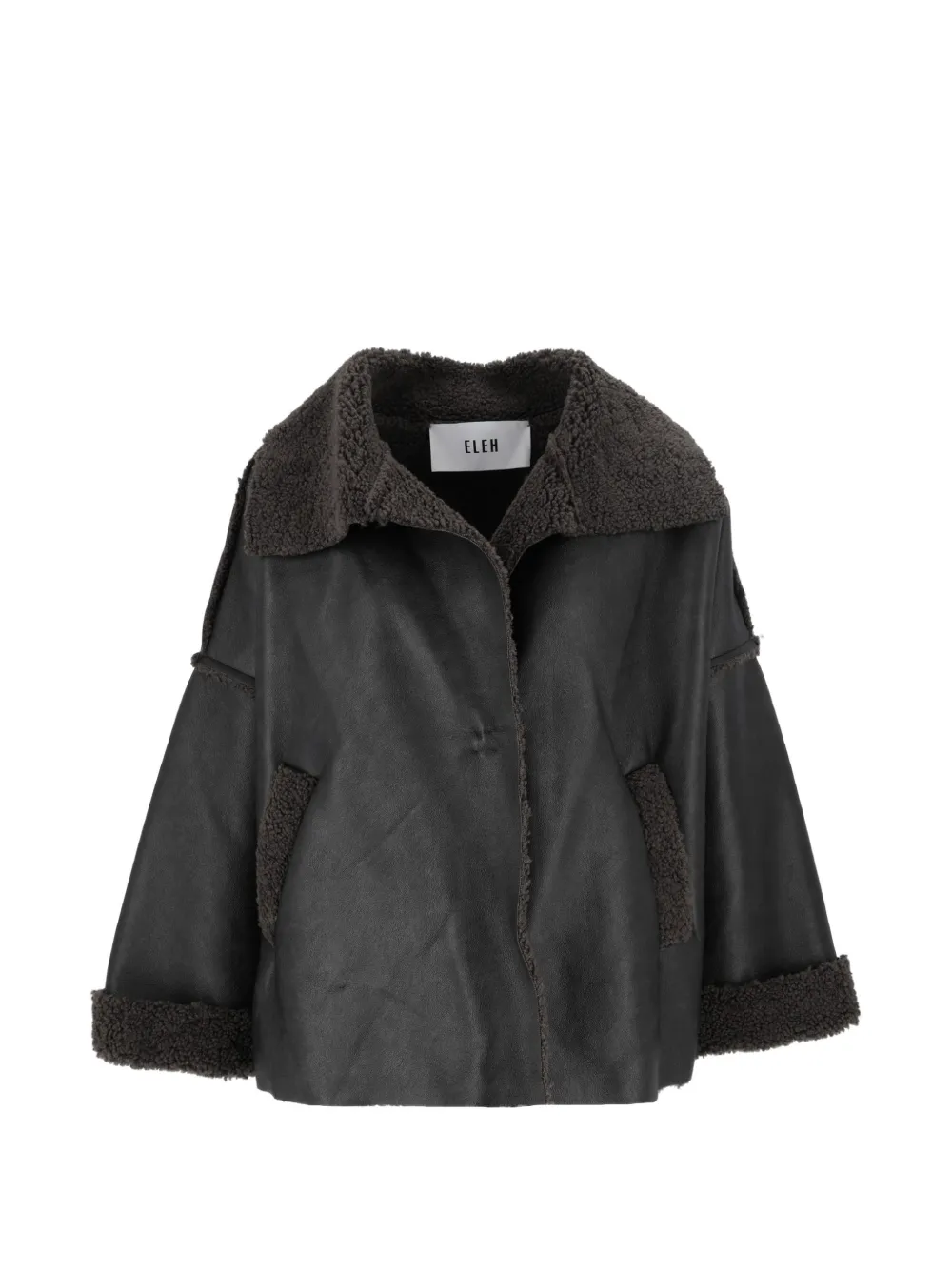 Eleh shearling-trim oversized jacket Zwart