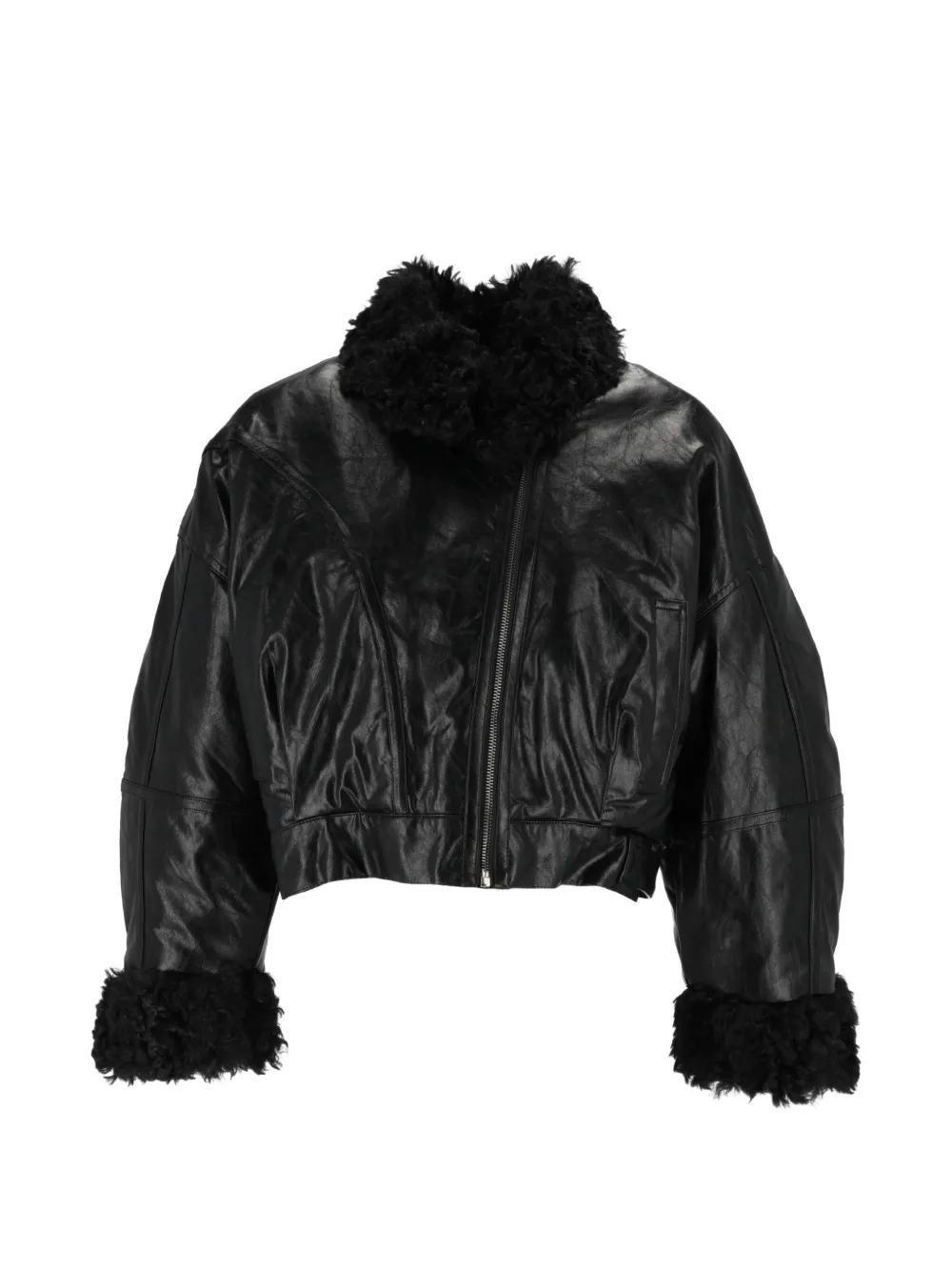 Eleh Shearling-trim Oversized Jacket In Black