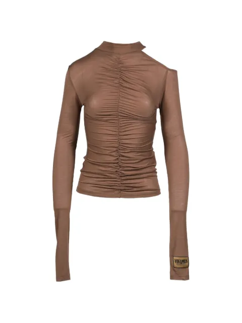 VIVAMUS gathered cold-shoulder top