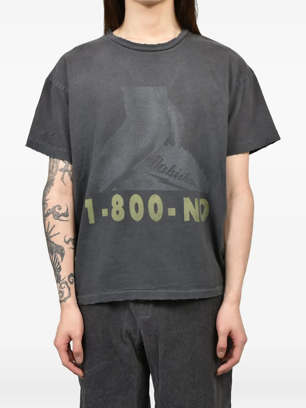 No Bishop No King 1-800-NO graphic-print washed T-shirt - Schwarz
