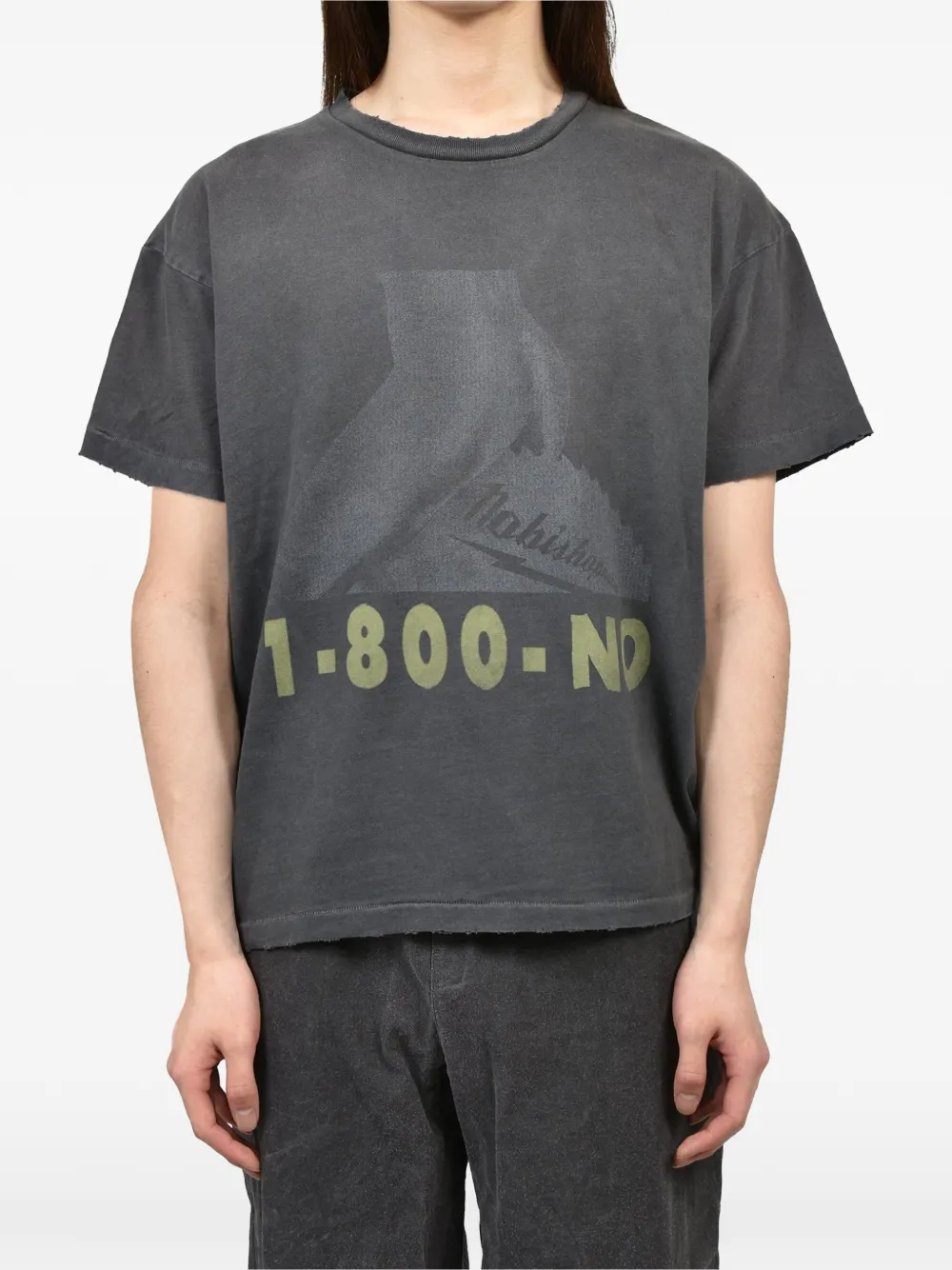 No Bishop No King 1-800-NO graphic-print washed T-shirt