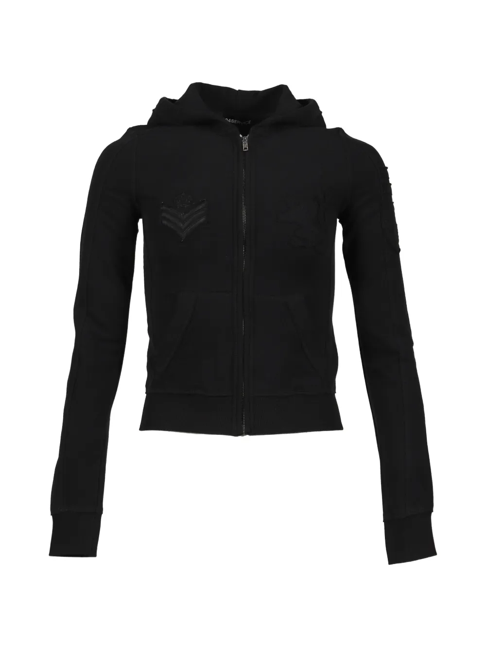 604SERVICE Army patch-detail zip-up hoodie - Nero