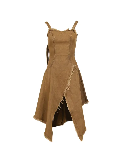 VIVAMUS frayed-edge open-back denim midi dress