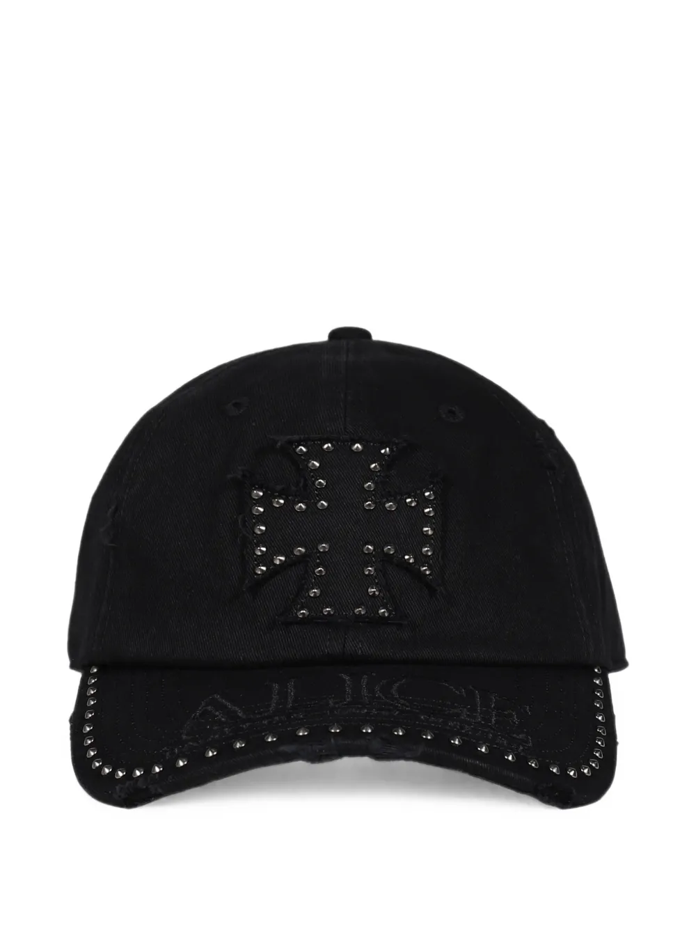 ALICE HOLLYWOOD stud-embellished distressed cap - Nero