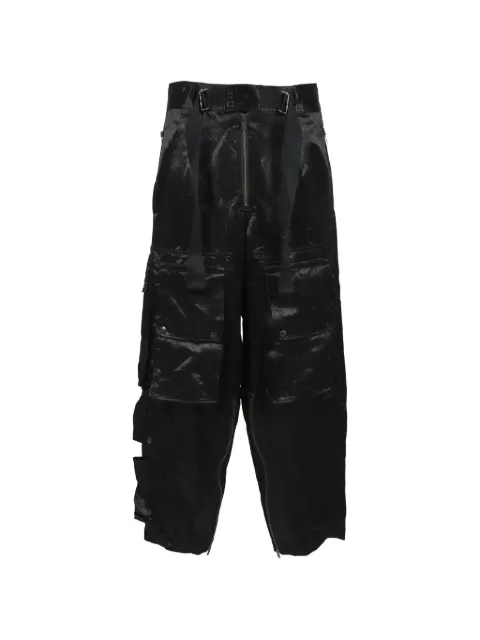 DAIRIKU high-waist satin cargo pants
