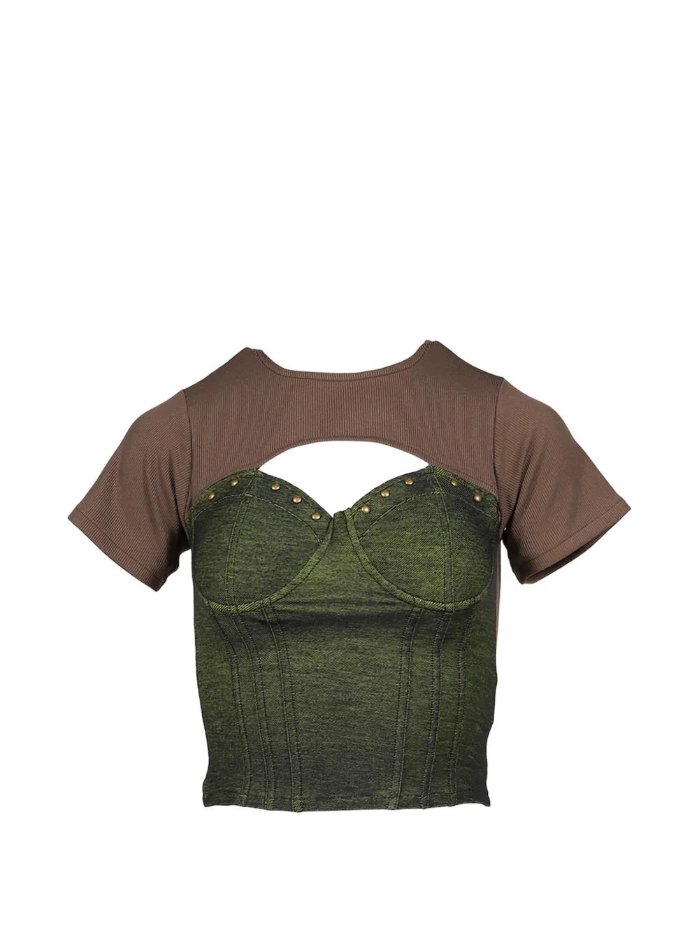 VIVAMUS stud-embellished cut-out T-shirt - Verde