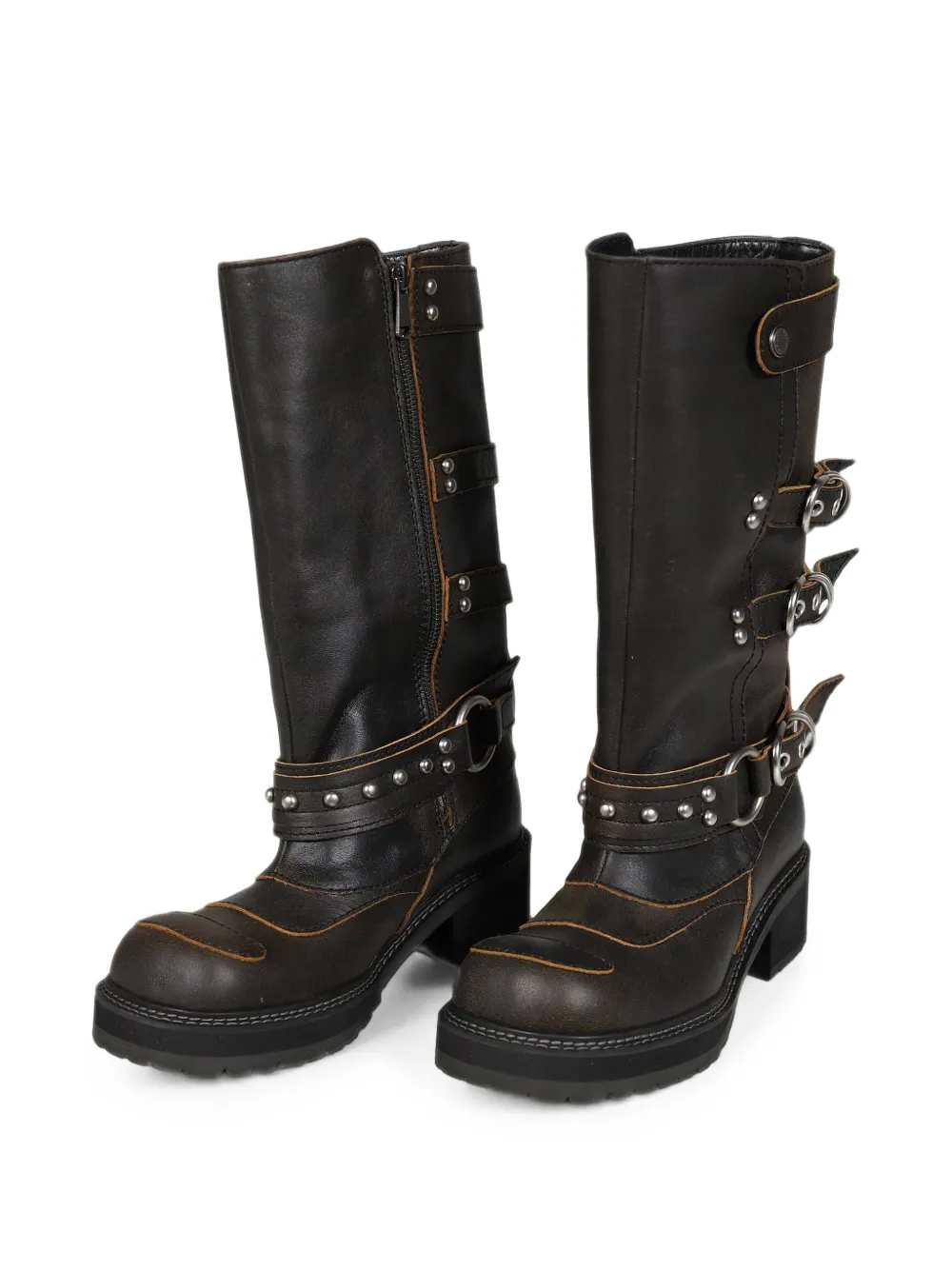 VACANT Archive Ivan buckle-strap mid-calf boots Bruin