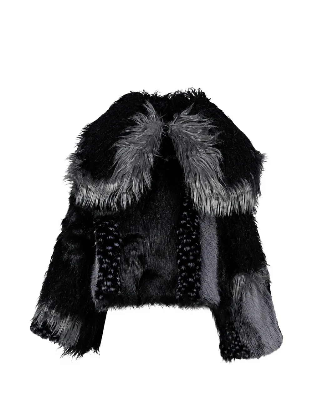 Jaded London Oksana faux-fur patchwork asymmetric jacket