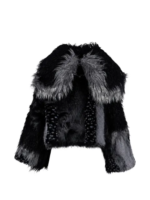 Jaded London Oksana faux-fur patchwork asymmetric jacket
