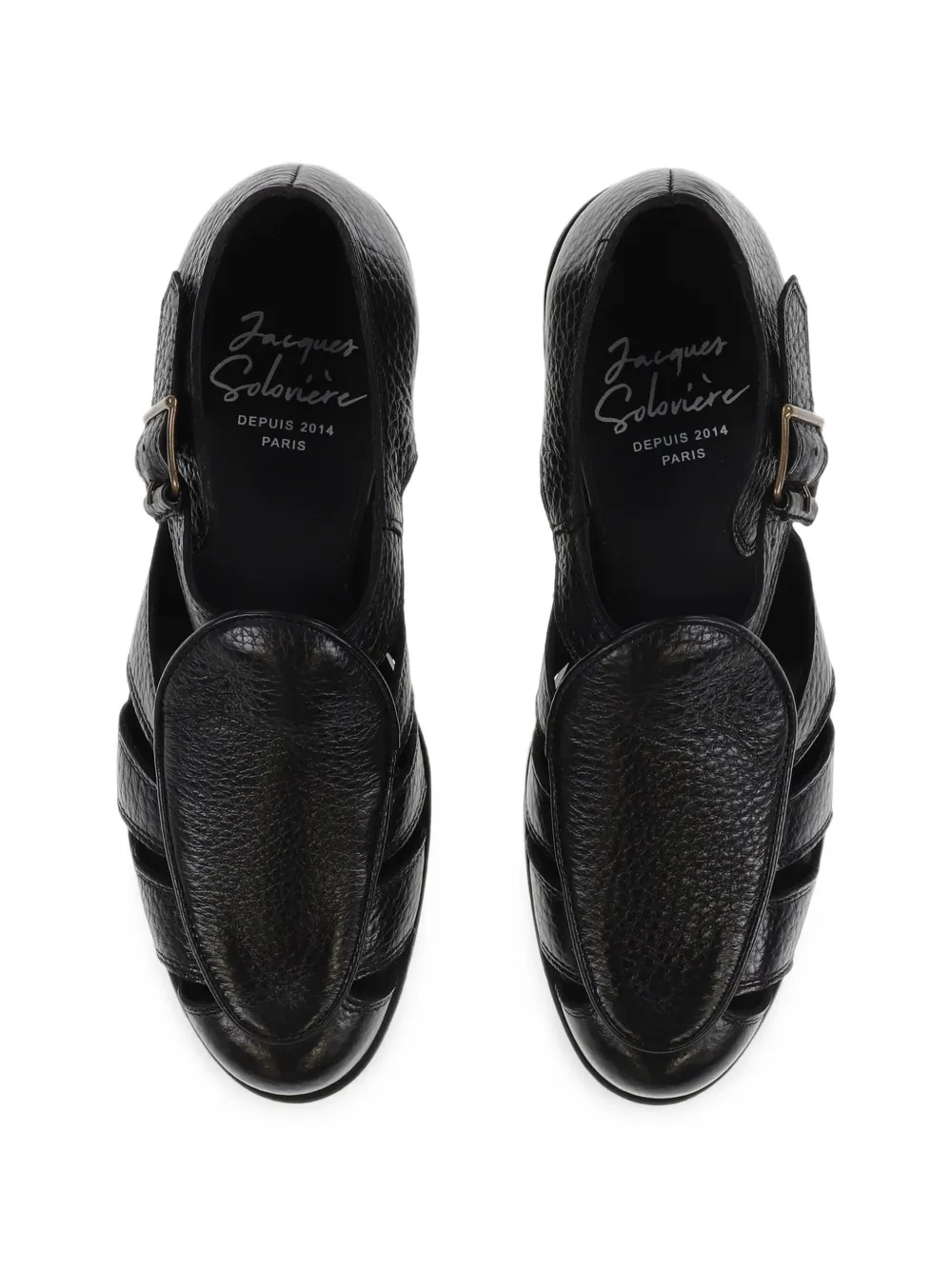 Jacques Solovière Paris Franck leather sandals Zwart
