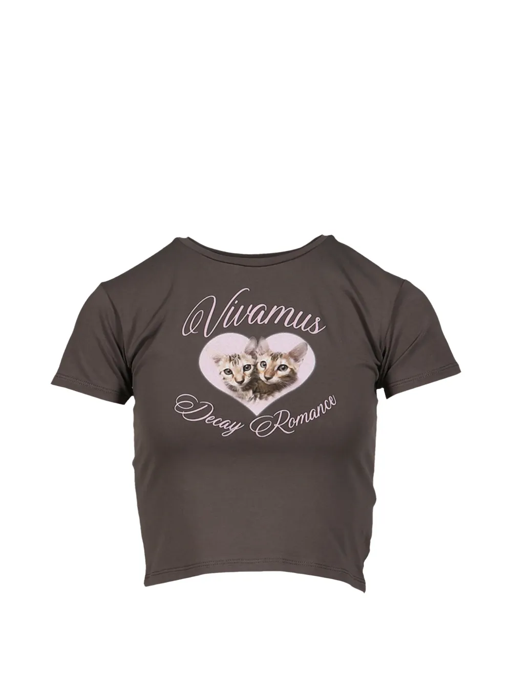 VIVAMUS Cats graphic-print cropped T-shirt