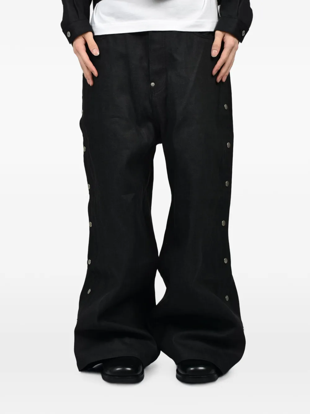 Rivet & Hide Baggy jeans met drukknoop Zwart