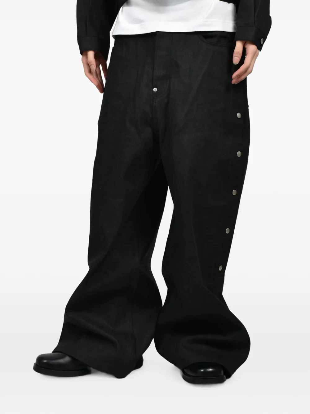 Rivet & Hide Baggy jeans met drukknoop Zwart