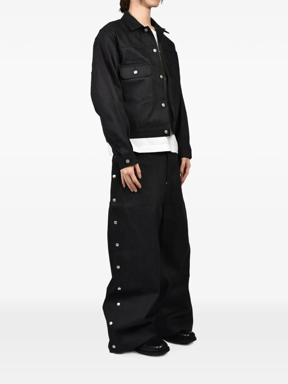 Rivet & Hide Baggy jeans met drukknoop Zwart