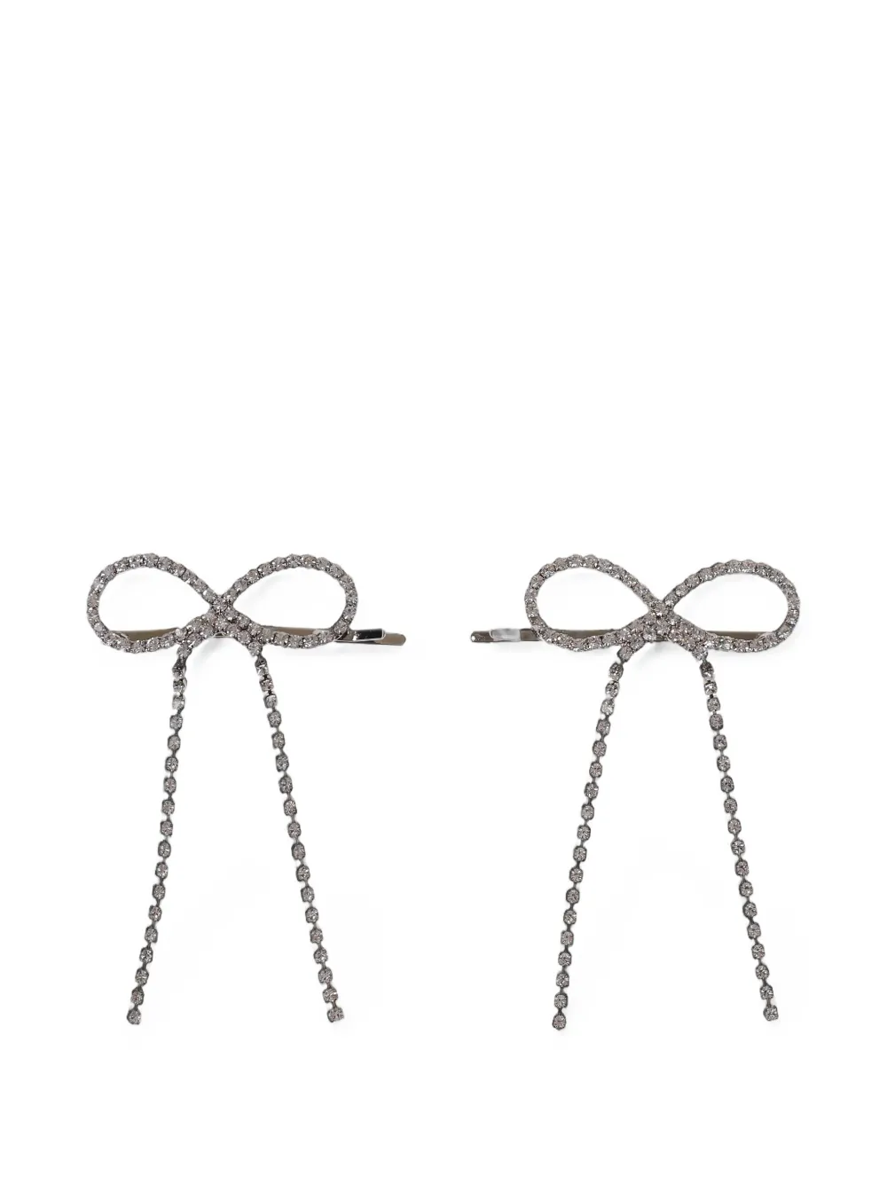 YELLOWSWALLOW crystal-embellished ribbon hair clips (set of two) - Argento