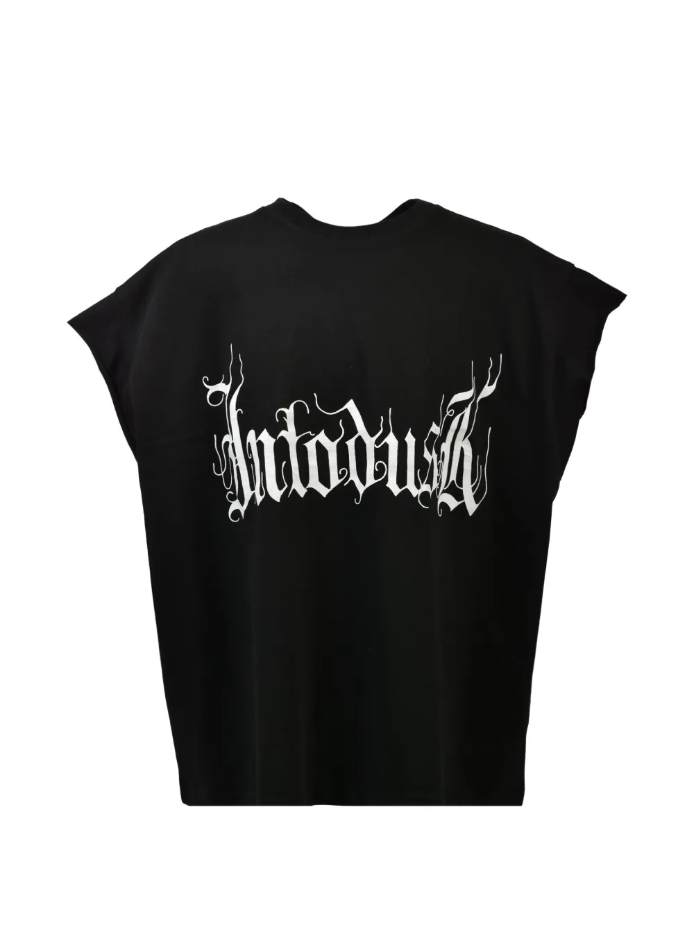 Intodusk 블랙레터 로고 프린트 컷오프 티셔츠 | 블랙 | Image 1