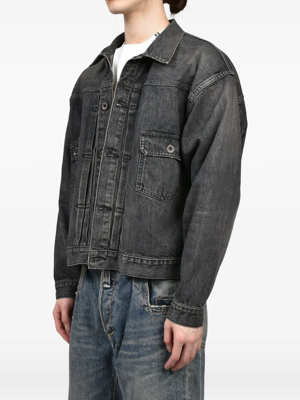 DAIRIKU Denim jack met vervaagd effect Zwart