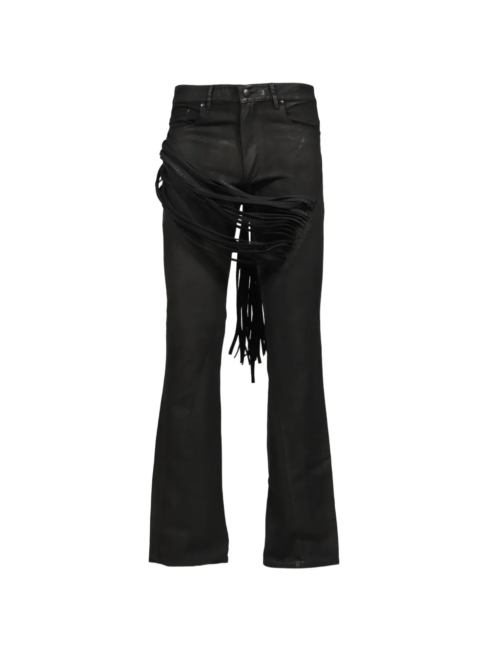 ONRUSH fringe-detail waxed jeans - Schwarz