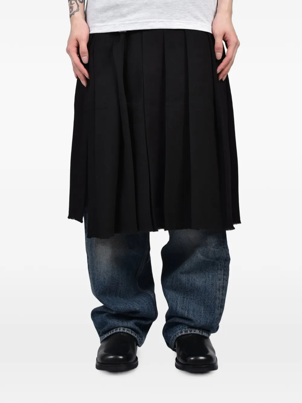 Domenico Orefice A4 pleated cotton midi skirt - Nero