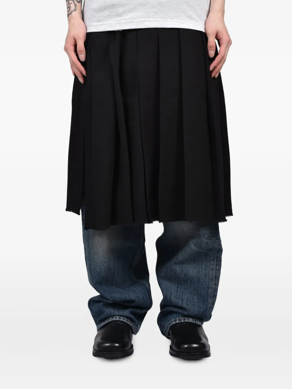 Domenico Orefice A4 pleated cotton midi skirt - Nero