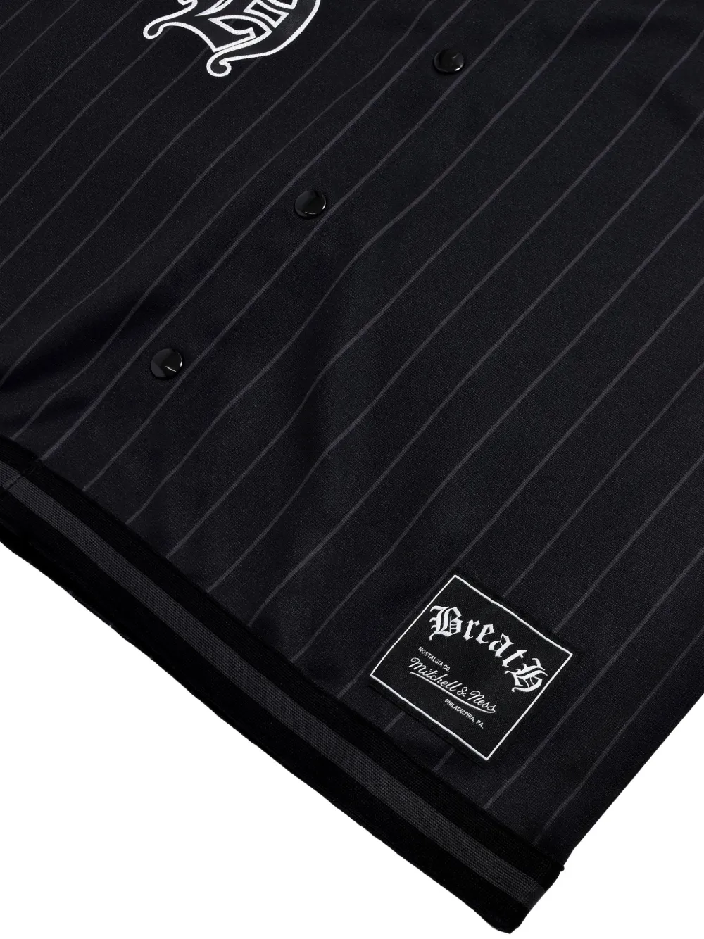 BREATH x Mitchell & Ness overhemd met krijtstreep en logoprint Zwart