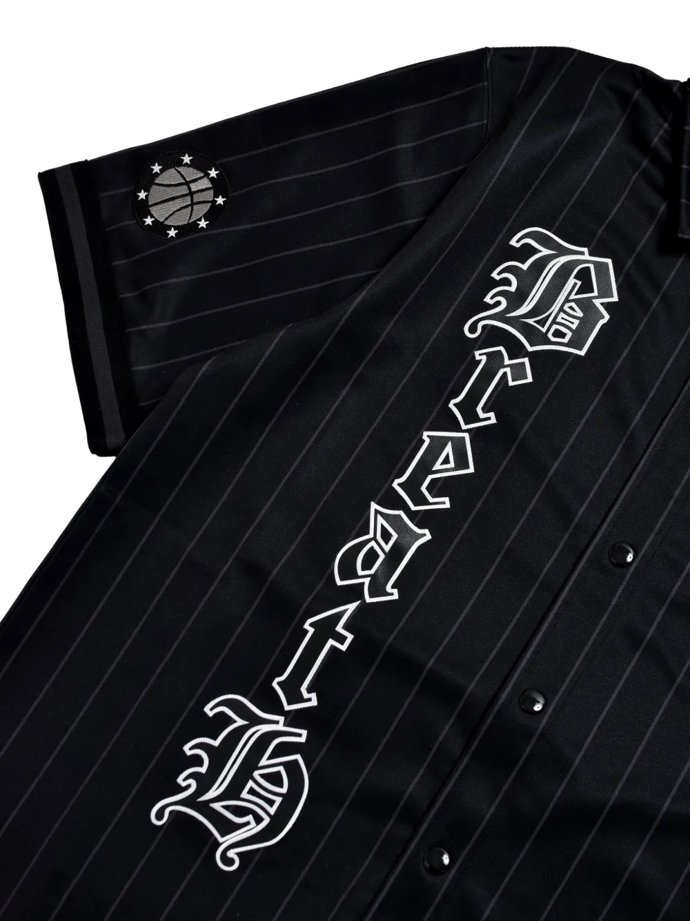 BREATH x Mitchell & Ness overhemd met krijtstreep en logoprint Zwart