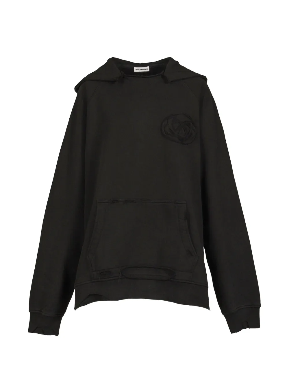 VIVAMUS distressed logo-patch hoodie