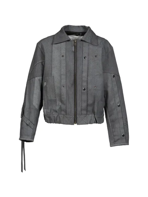 UNDER THE SIGN patchwork waxed cotton bomber jacket