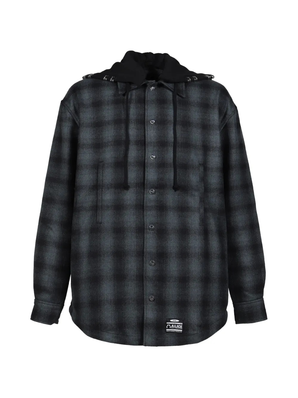 ALICE HOLLYWOOD Giacca-camicia oversize in flanella con cappuccio - Grigio