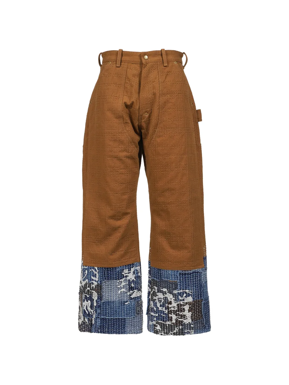 Dear BORO Boro-patchwork canvas trousers - Nude