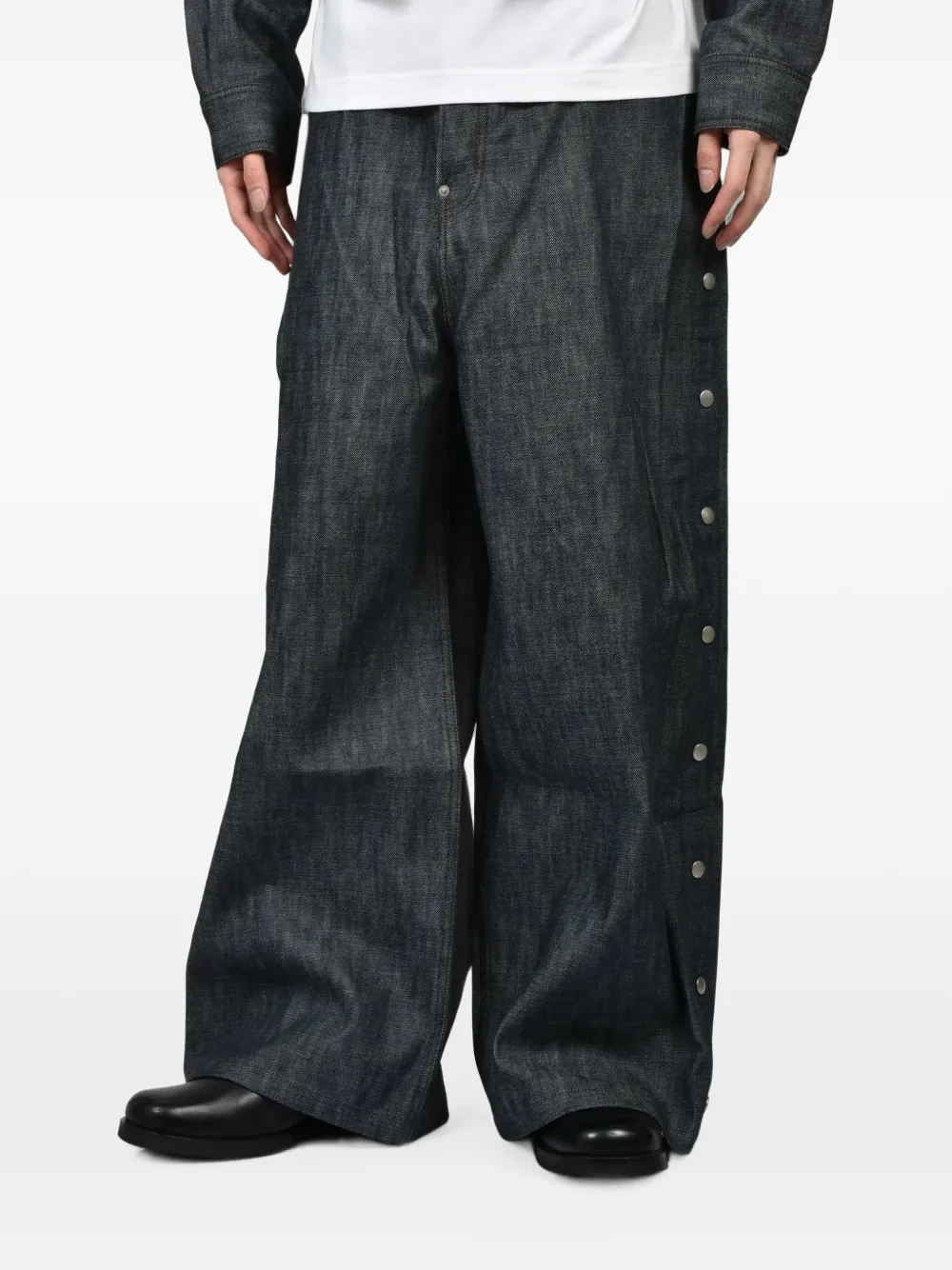 Rivet & Hide Super Baggy jeans met drukknoop aan de zijkant Blauw
