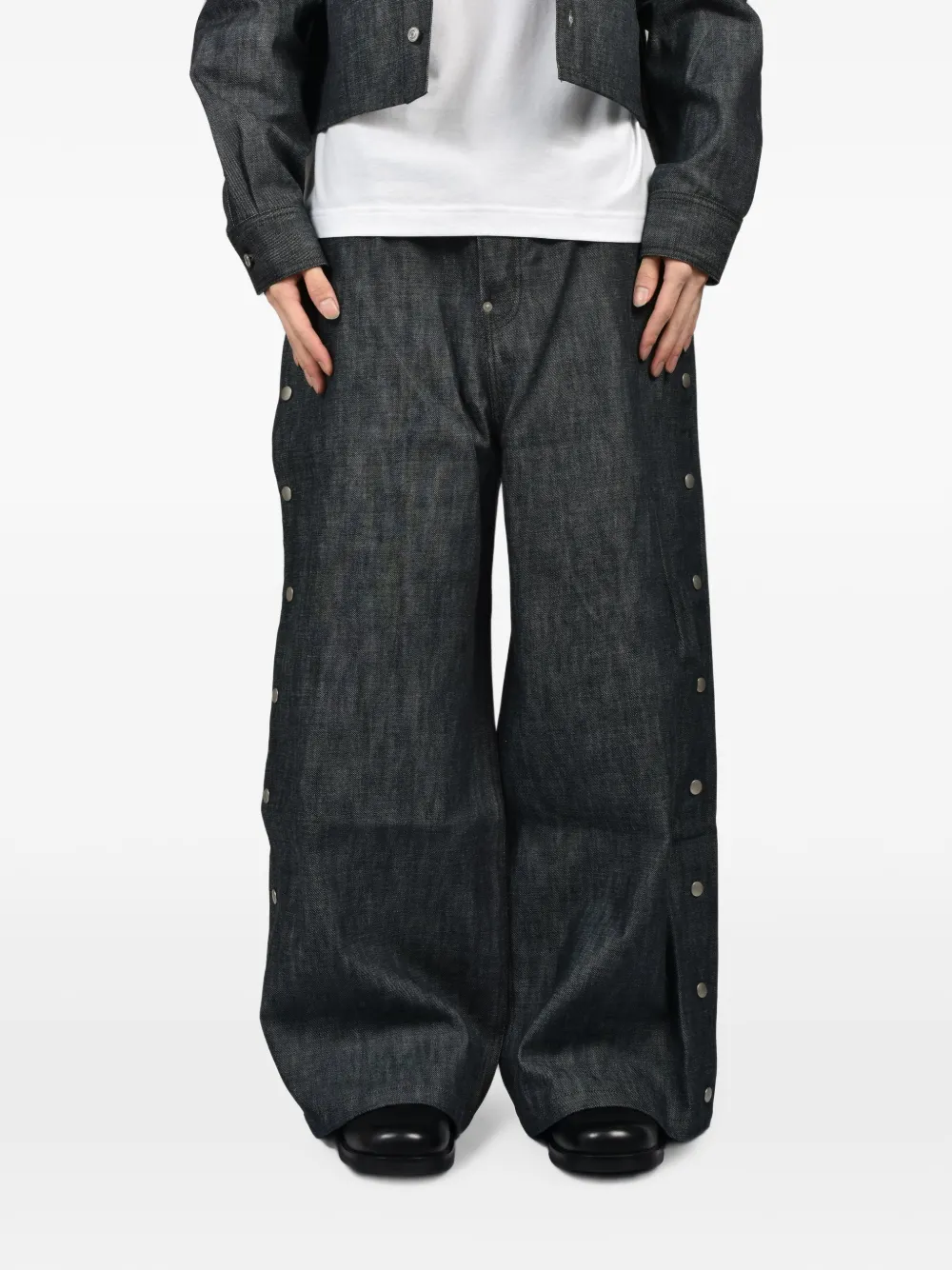 Rivet & Hide Super Baggy jeans met drukknoop aan de zijkant Blauw