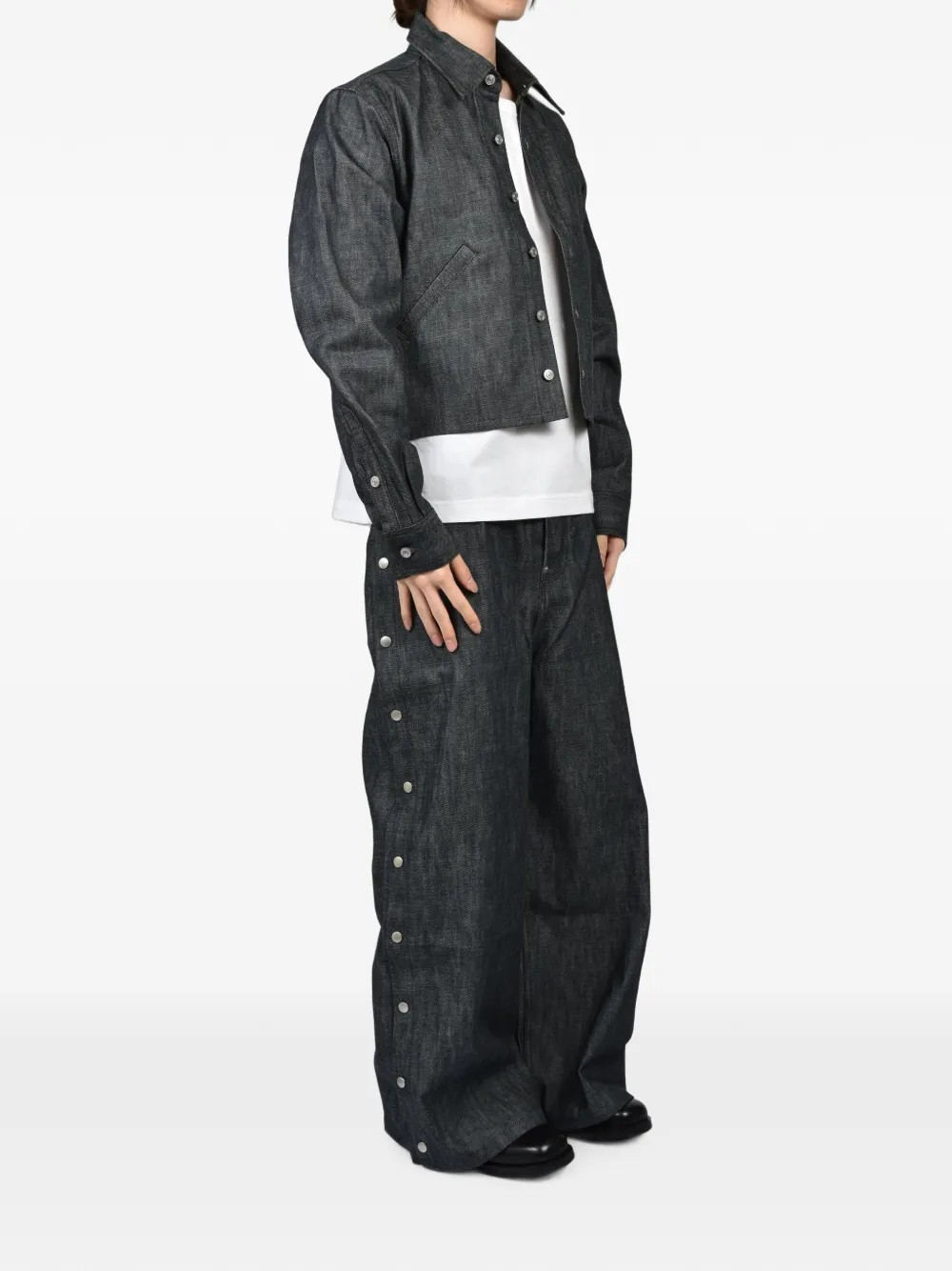 Rivet & Hide Super Baggy jeans met drukknoop aan de zijkant Blauw