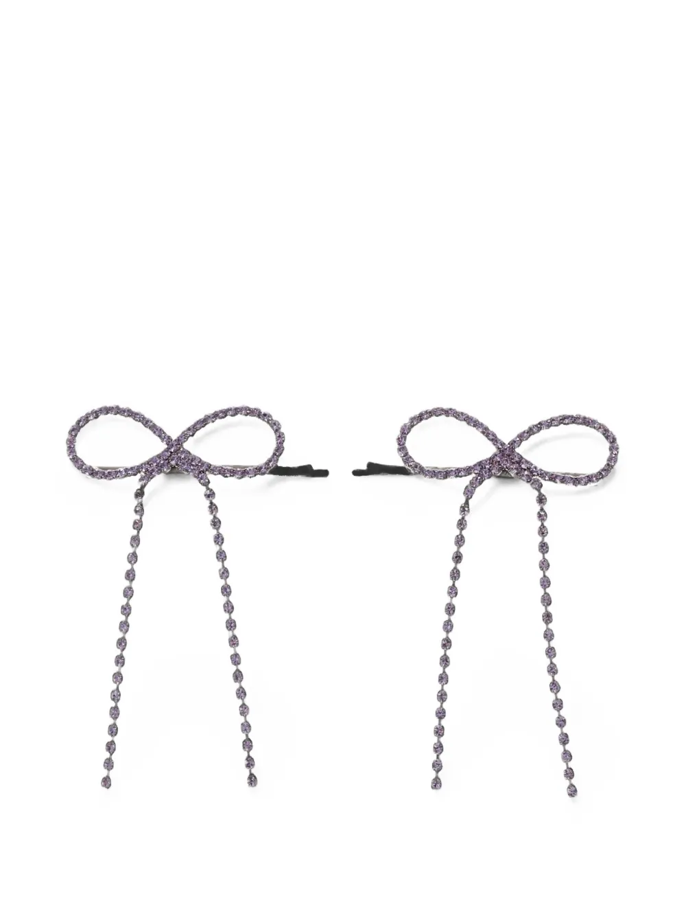 YELLOWSWALLOW crystal-embellished bow hair clips - Viola