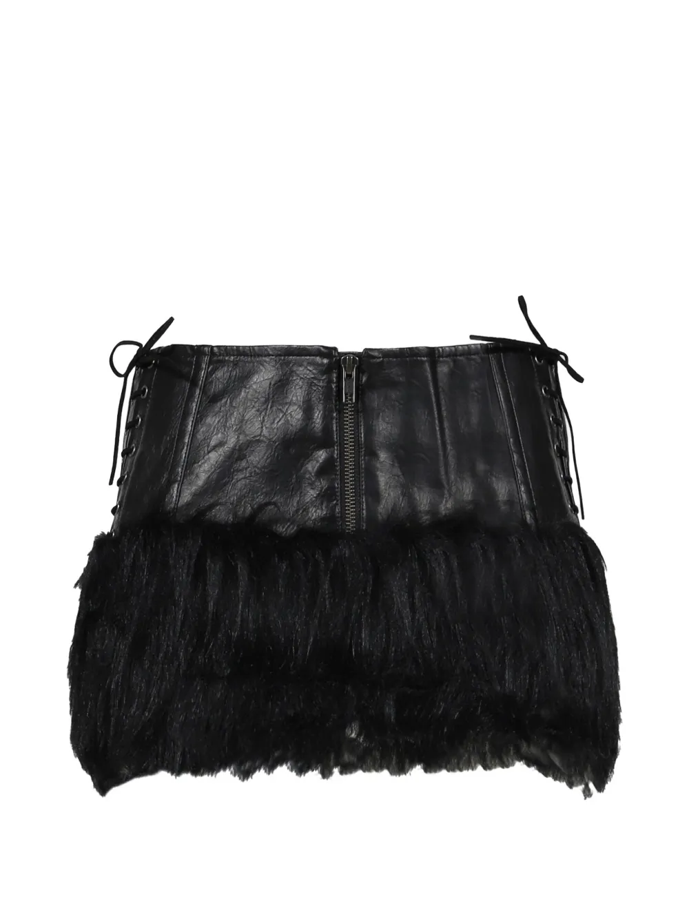 Jaded London Short Faux-fur Panelled Skirt In Black