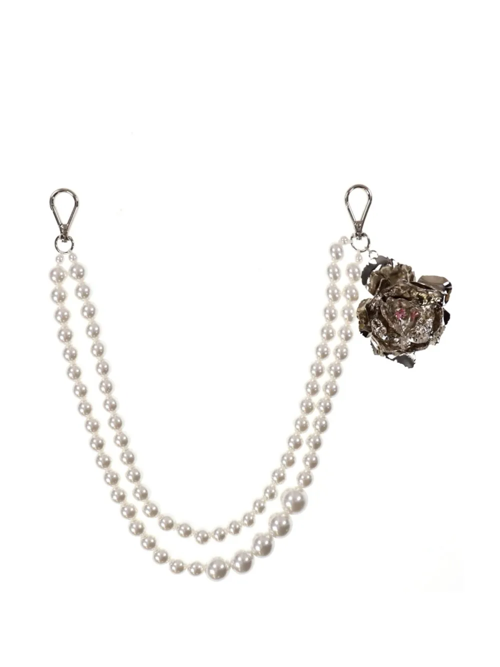 YELLOWSWALLOW rose-charm pearl chain - Bianco