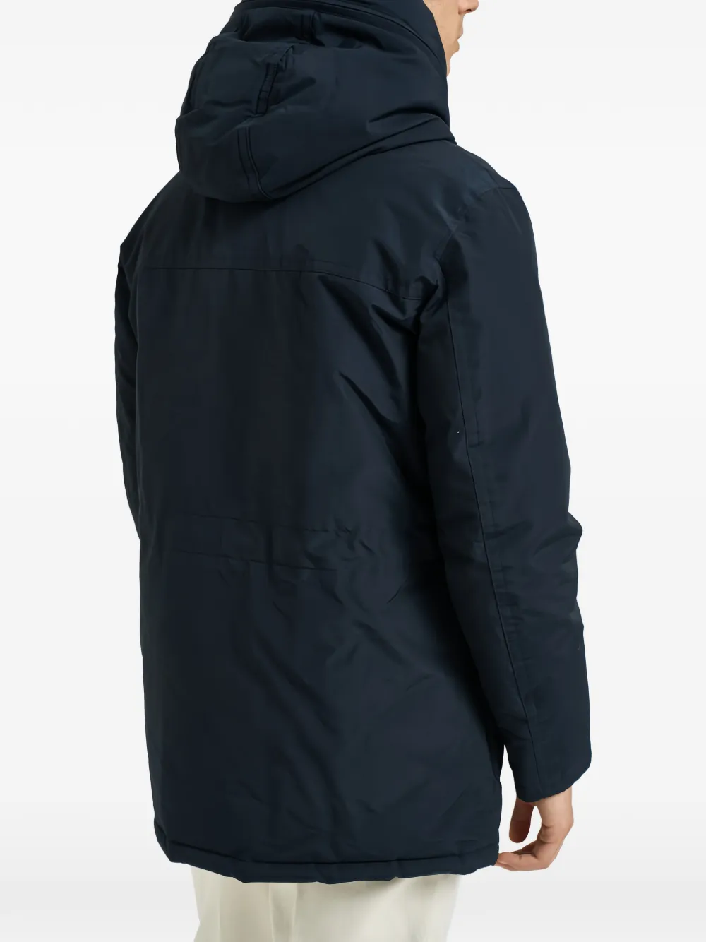 Woolrich hooded logo-patch coat Blauw