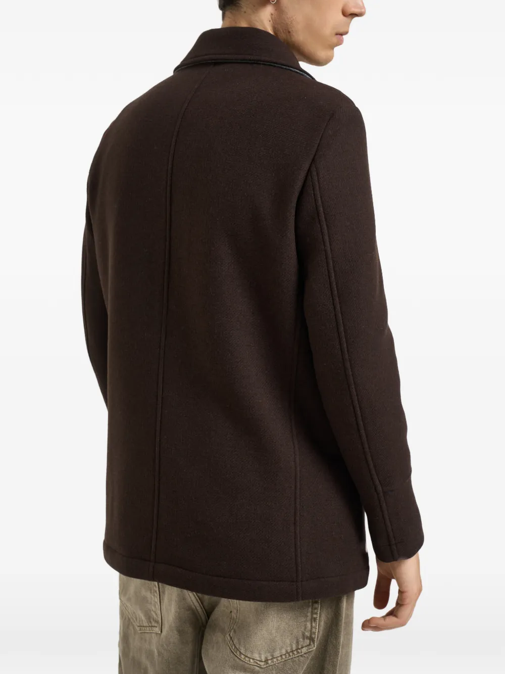 Camplin Mantel met dubbele rij knopen Bruin