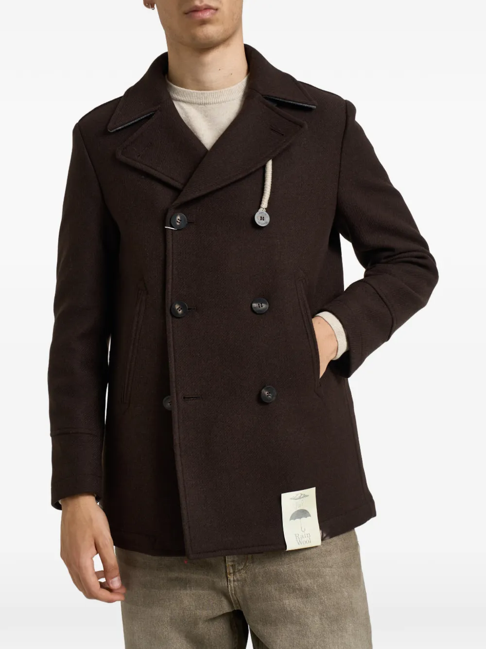 Camplin Double-breasted Long-sleeve Coat In Brown