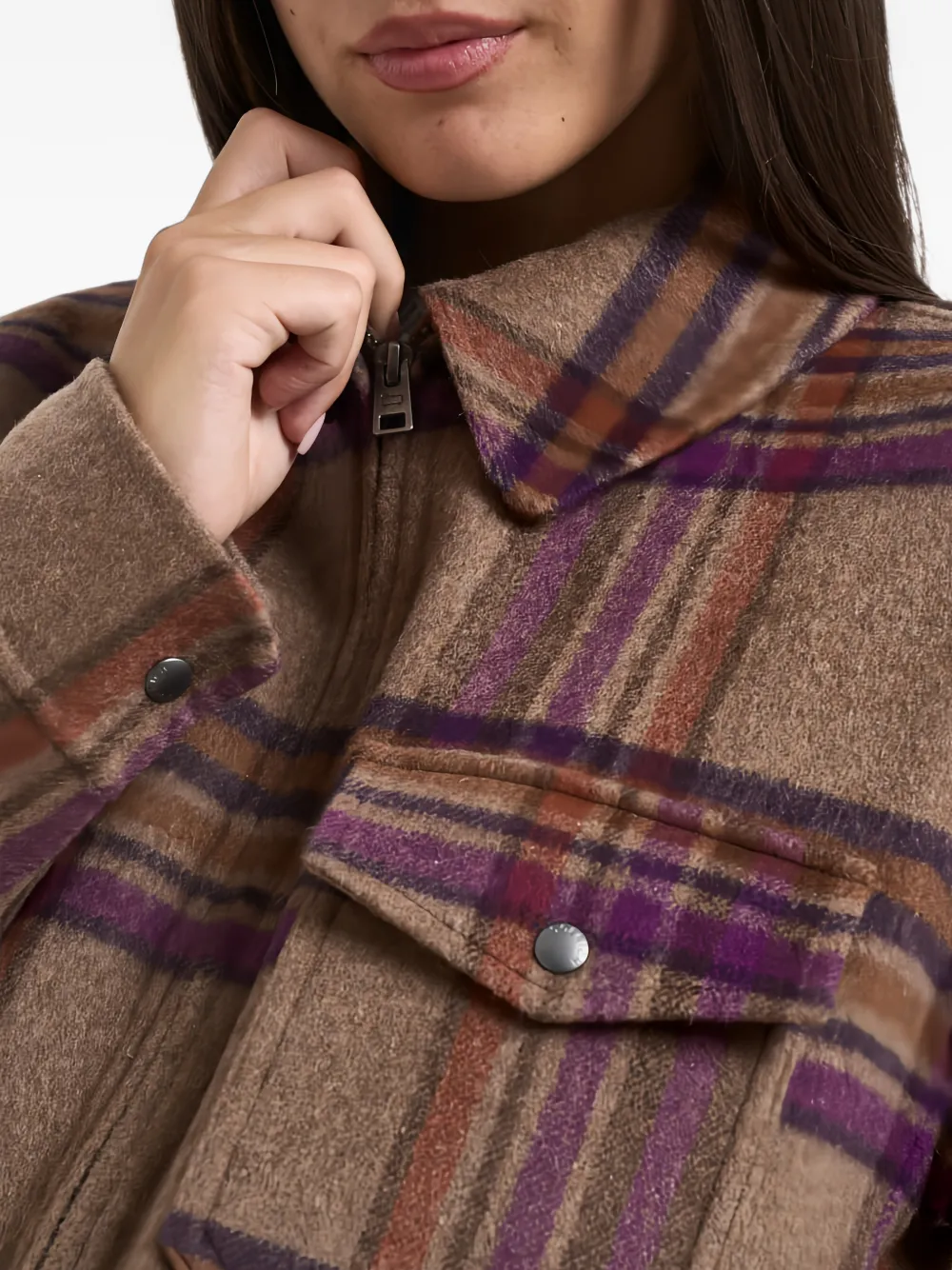 Woolrich check-pattern zip-up jacket Bruin