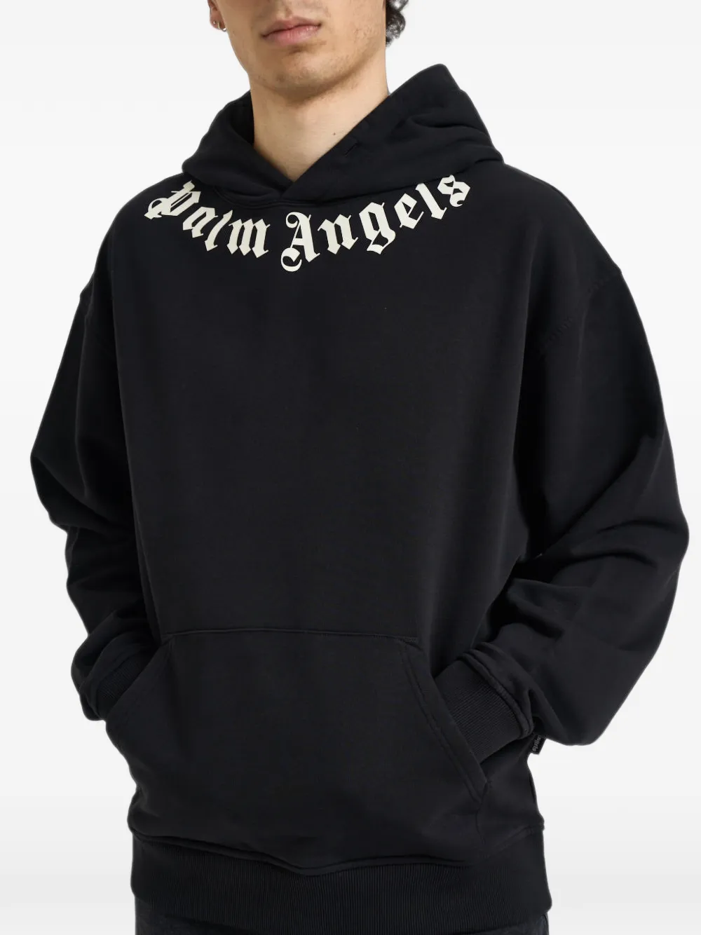 Palm Angels logo-print hoodie Zwart