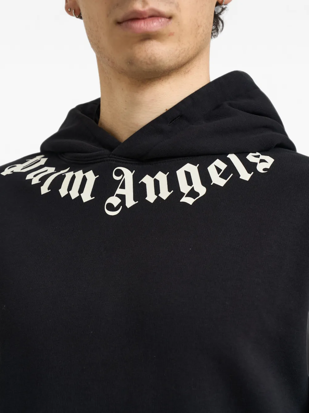 Palm Angels logo-print hoodie Zwart