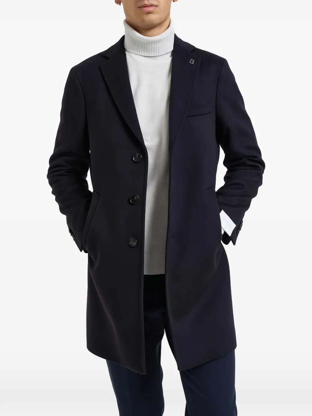 Breras Milano Single-breasted Notched-lapels Coat In Blue