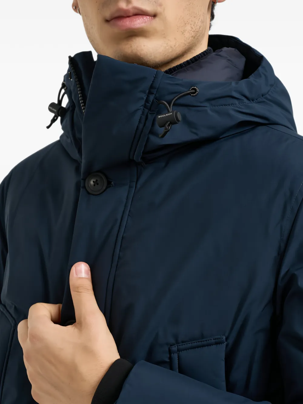 Woolrich hooded button-fastening coat Blauw